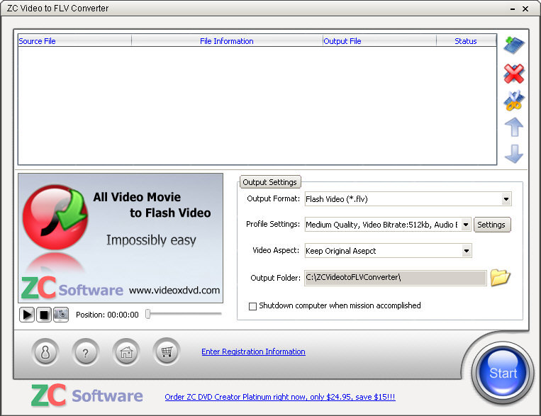 ZC Video to FLV Converter Screenshot